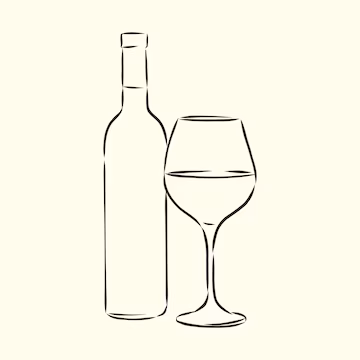 Hand sketch of wine and grapes